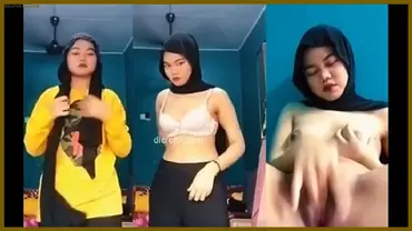 Cewek Jilbab Tembem VCS Colmek Lepas Baju Satu Satu poster